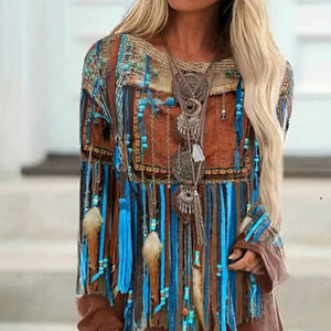 BUNDLE**2/$26** Vintage Ethnic Long Sleeve Top/Leggings (Color: Mixed) Size-XL